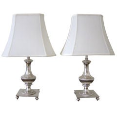 Exquisite Pair of Silver Urn Lamps