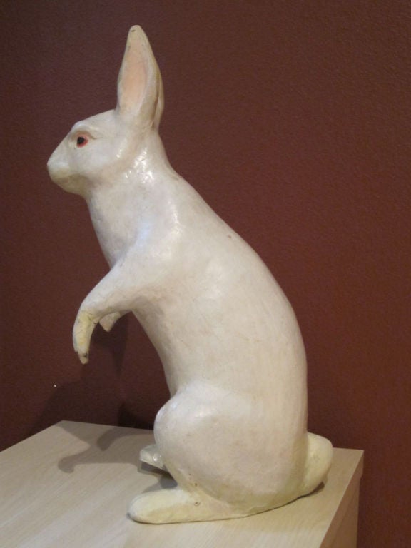 19th Century Early Rare Papier Mache Large Bunny Rabbit For Sale