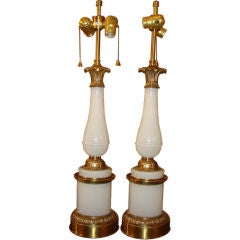 Pair Opaline And Gilt Bronze Lamps 9
