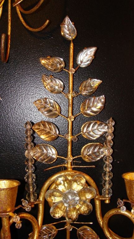 8 double light Bagues sconces with beaded crystals. Sold by the pair
