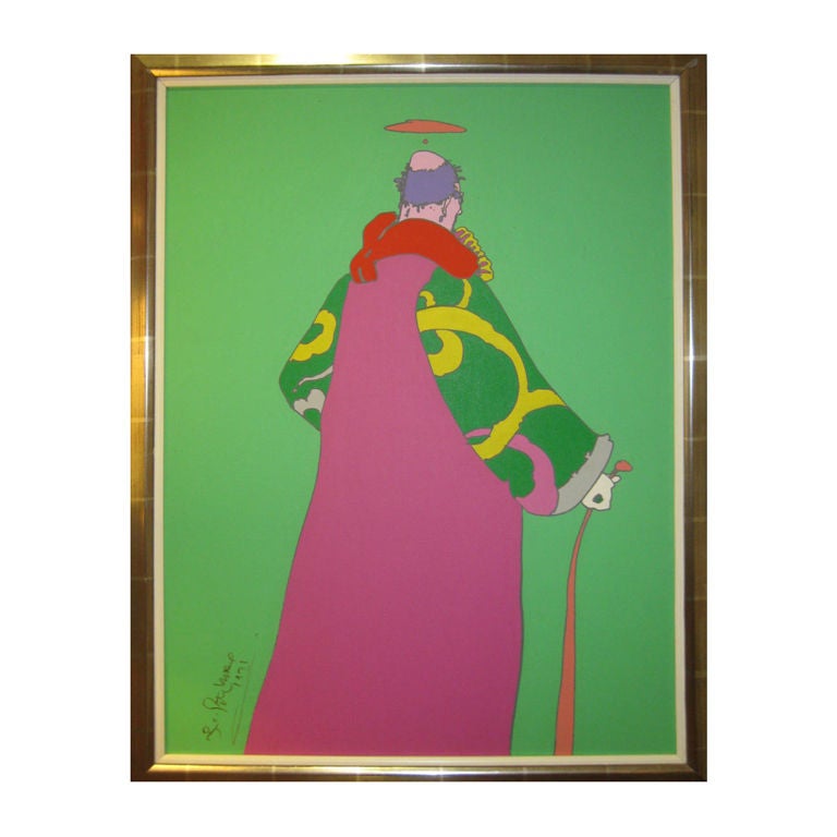 Signed And Dated  Peter Max Acrylic On Canvas For Sale