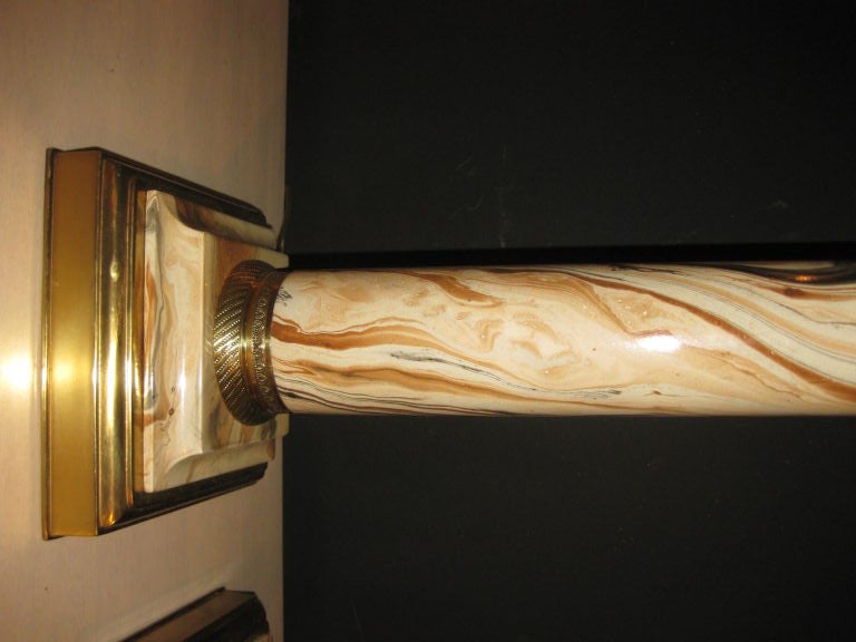 Faux marble and bronze column lamps