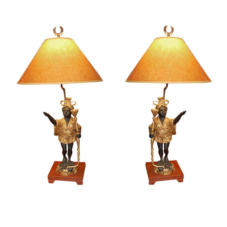 Pair of Blackamoor Lamps For Sale at 1stDibs