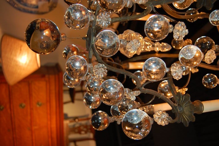 French Bronze Ball Chandelier For Sale at 1stDibs
