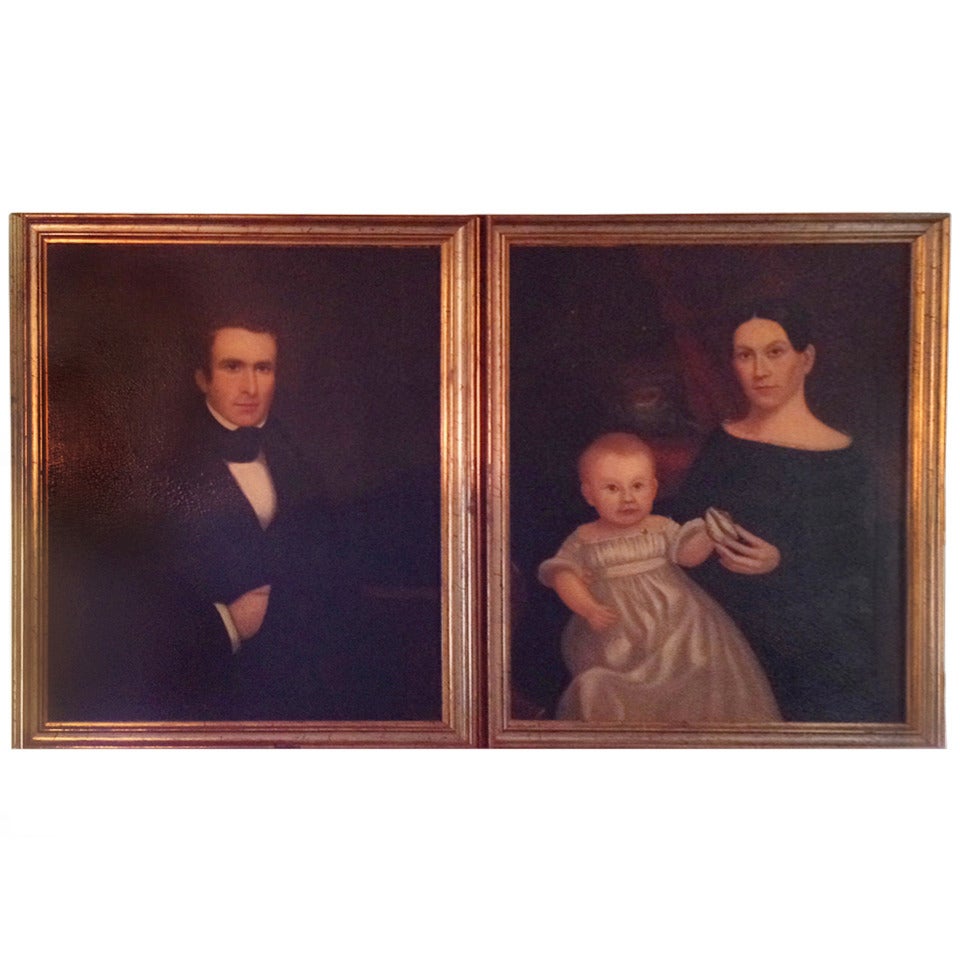 Pair of 19th Century Portraits For Sale