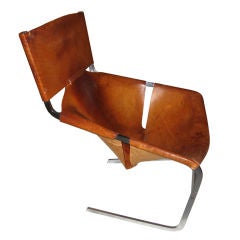 Original Pierre Paulin F444 Leather And Steel Chair