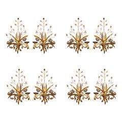 Set Of Eight(4 Pairs) Bagues Sconces With 3 Lights 4