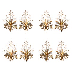 Set Of Eight(4 Pairs) Bagues Sconces With 3 Lights