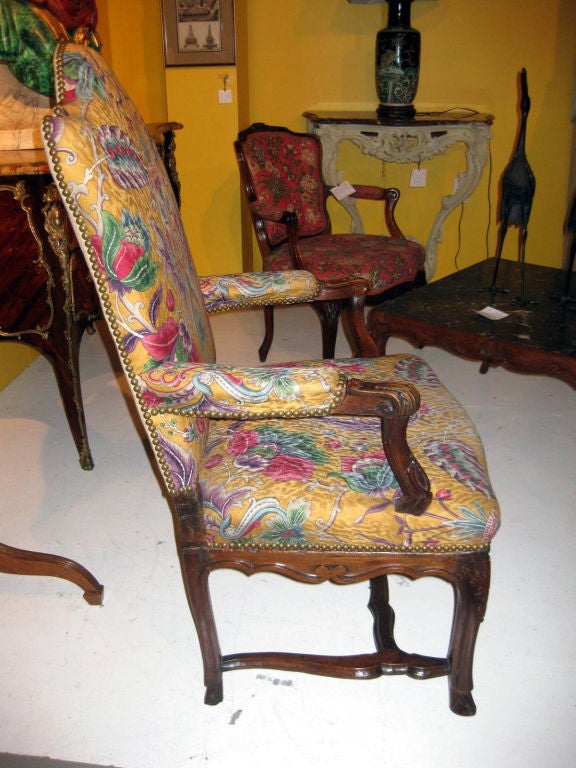 Italian Walnut Armchair With Shell Carved Skirt