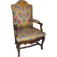 Italian Walnut Armchair With Shell Carved Skirt