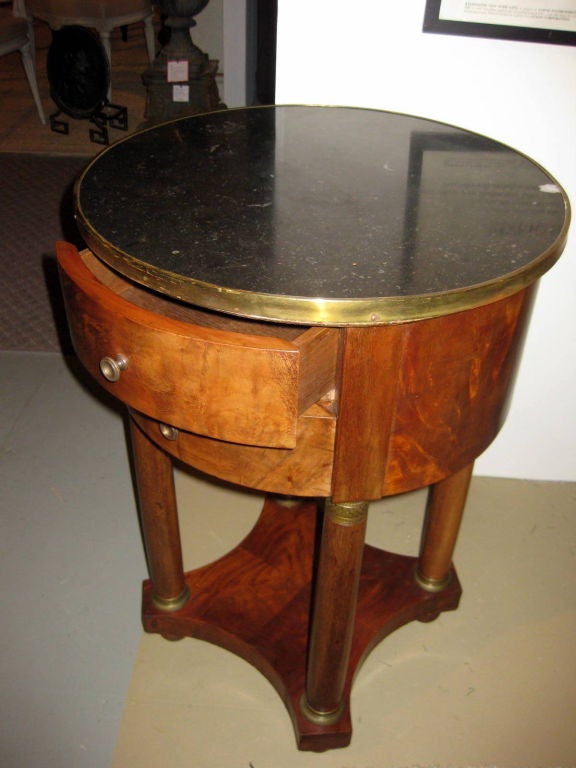 French Empire Table With two Drawers And marble Top