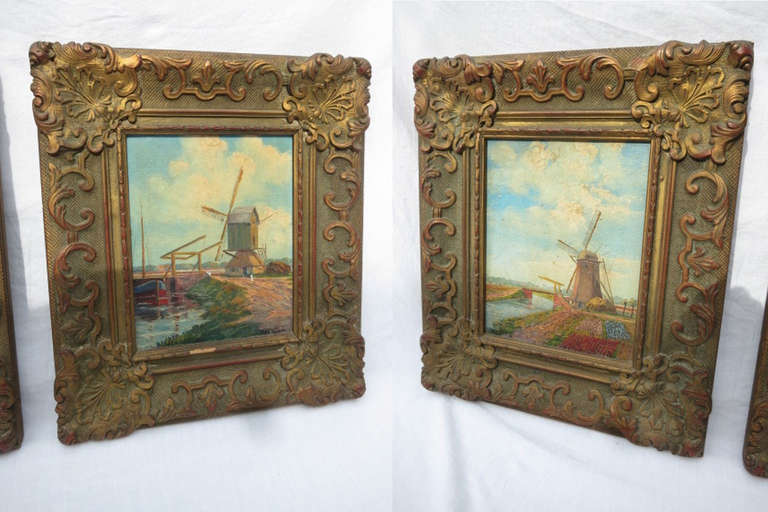 Lovely pair of Dutch scenes oil on canvas in original frames. Signed John Binder, English.