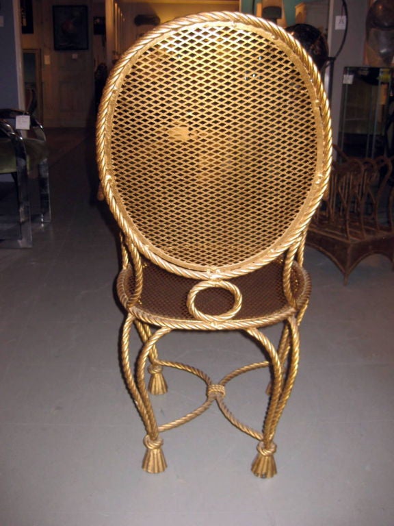 Pair Of Rope And Tassel Iron Chairs For Sale at 1stDibs