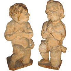 Pair Of Flemish Baroque Carved Wood Figures