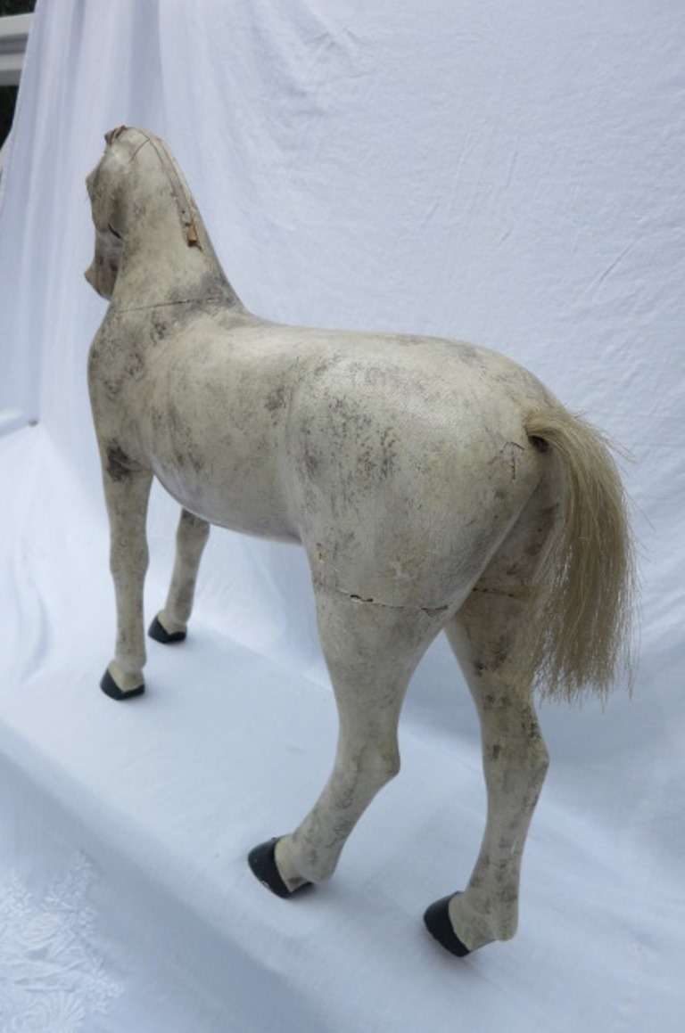 19th Century Beautifullt Rendered Carved Wood Horse For Sale