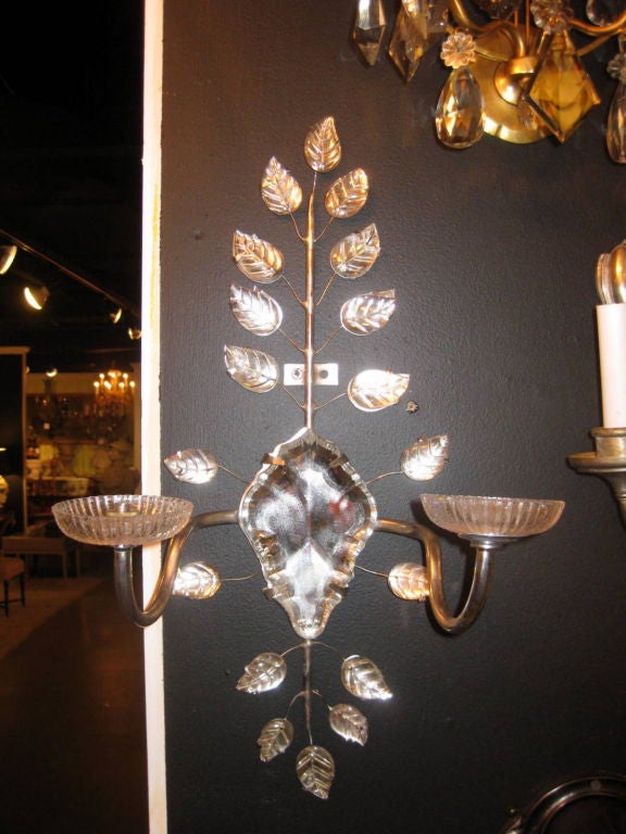 Set Of Six French Bagues Sconces With Mirrored Backplates