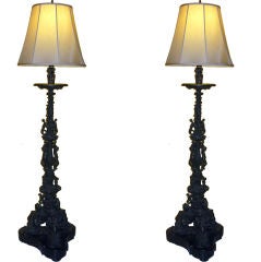 Pair Of Renaissance Revival Torcheres Mounted As lamps