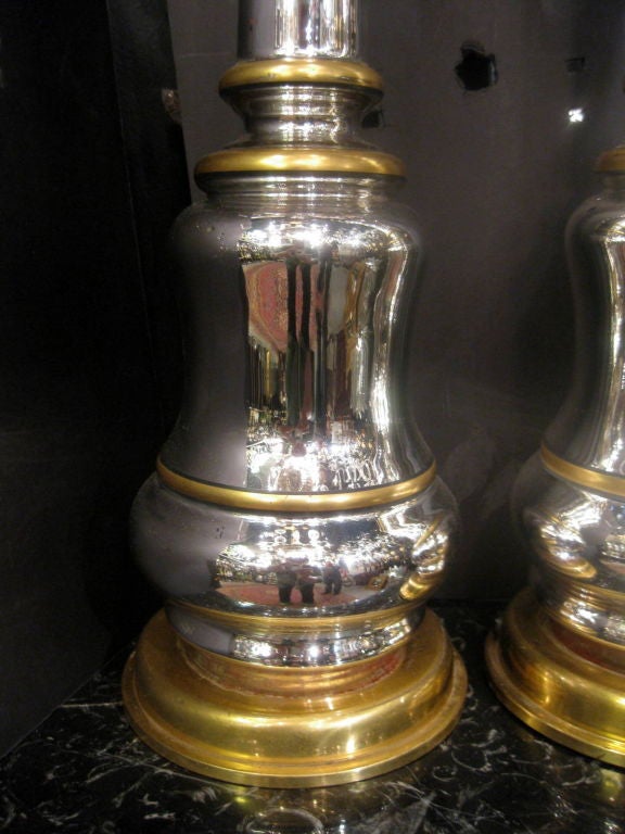 French Unique Pair Of mercury Glass Lamps For Sale