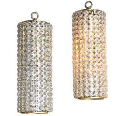 Pair of French Crystal Light Fixtures, circa 1930s