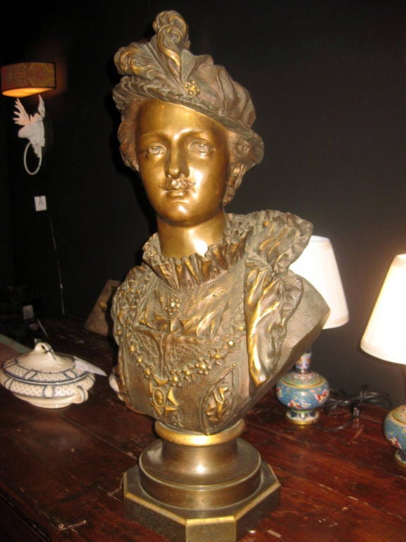 Bronze sculpture of a nobleman. Signed on the back