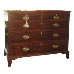 Antique Mahogany Two Over Three Chest With Pencil Inlay