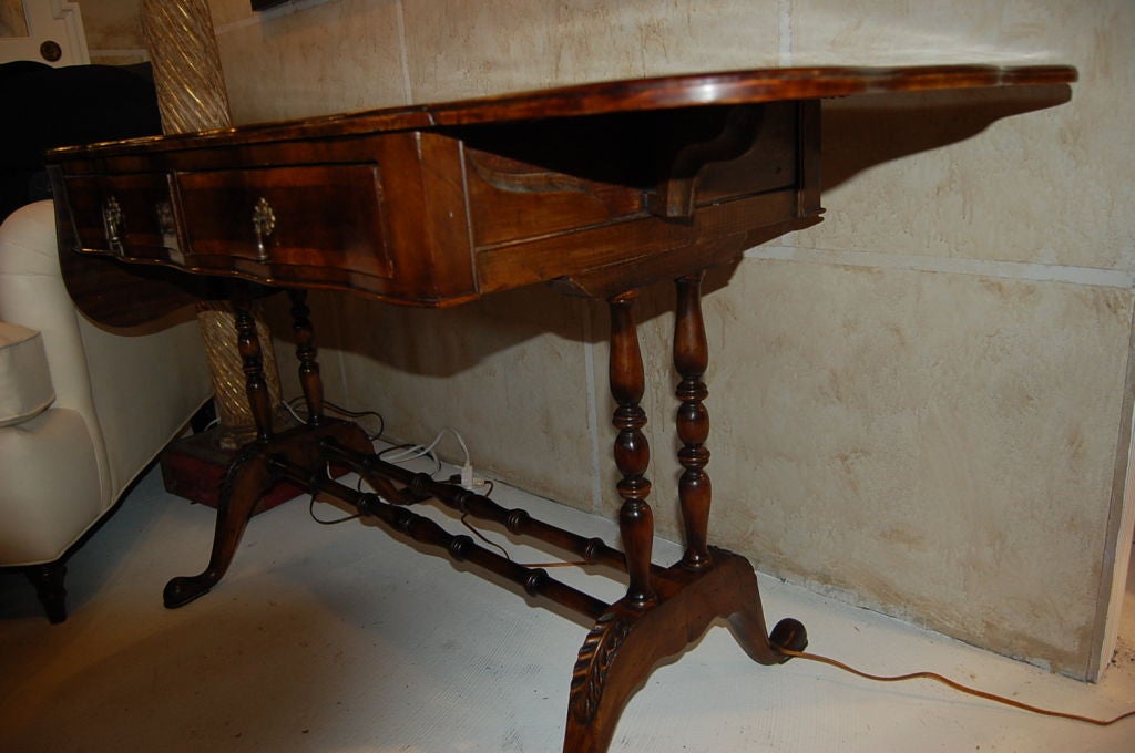 20th Century Mahogany Drop Leaf Library Table