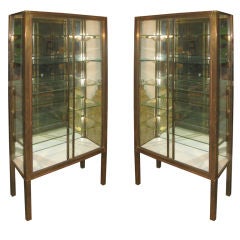 Vintage Pair Of Brass Vitrines