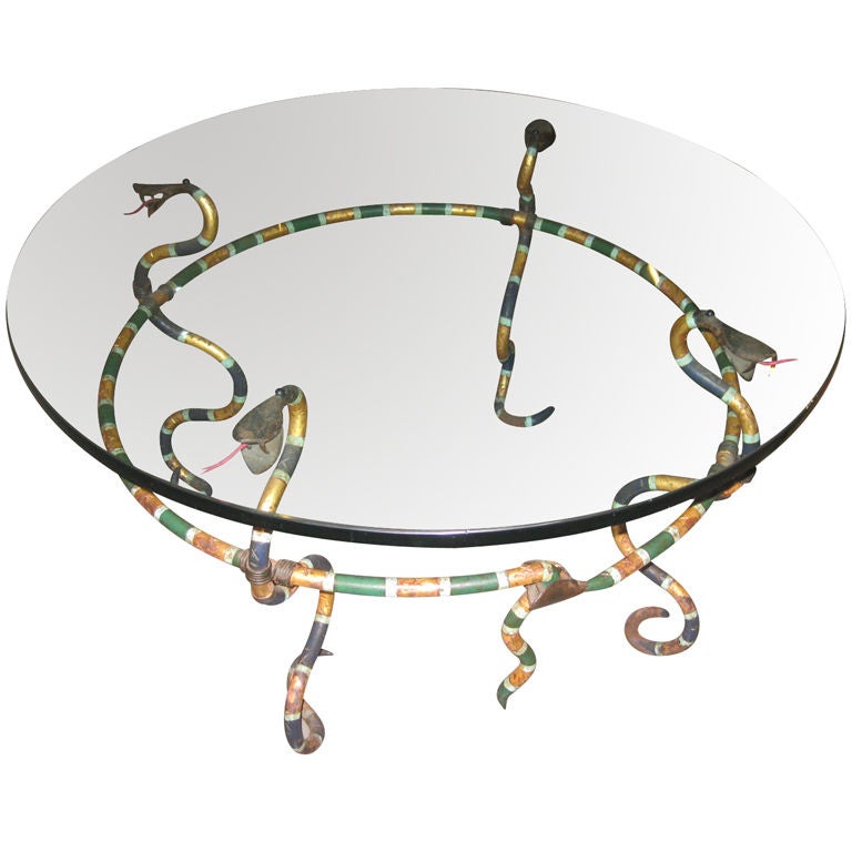 Antique hand Wrought Painted Snake table For Sale at 1stDibs