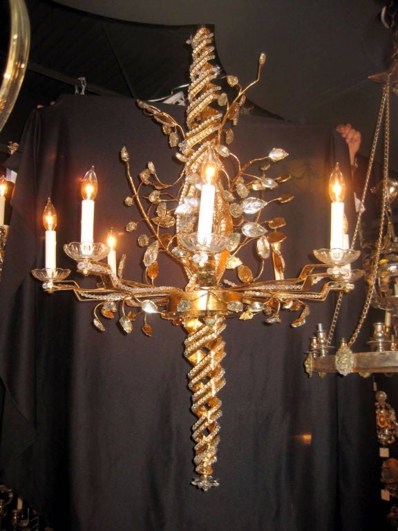 French bagues 8 light chandelier with beaded crystals