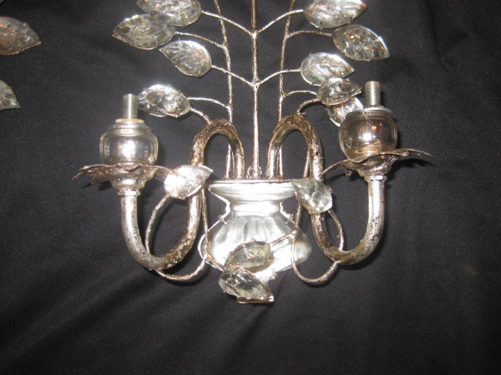 French Set Of Eight Bagues Sconces With Mercury Glass Bobeches For Sale