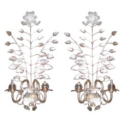 Set Of Eight Bagues Sconces With Mercury Glass Bobeches