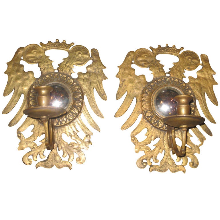 Set Of Eight Austrian Gilt Bronze Sconces For Sale