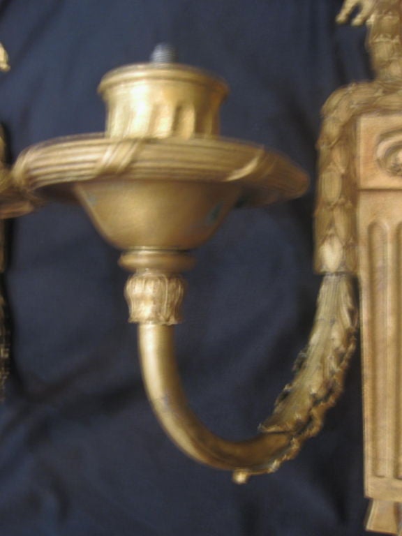 Pair Of Bronze caldwell Sconces In Good Condition For Sale In Stamford, CT