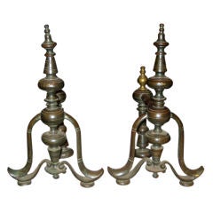 Pair Of  Dutch Brass And Bronze Andirons