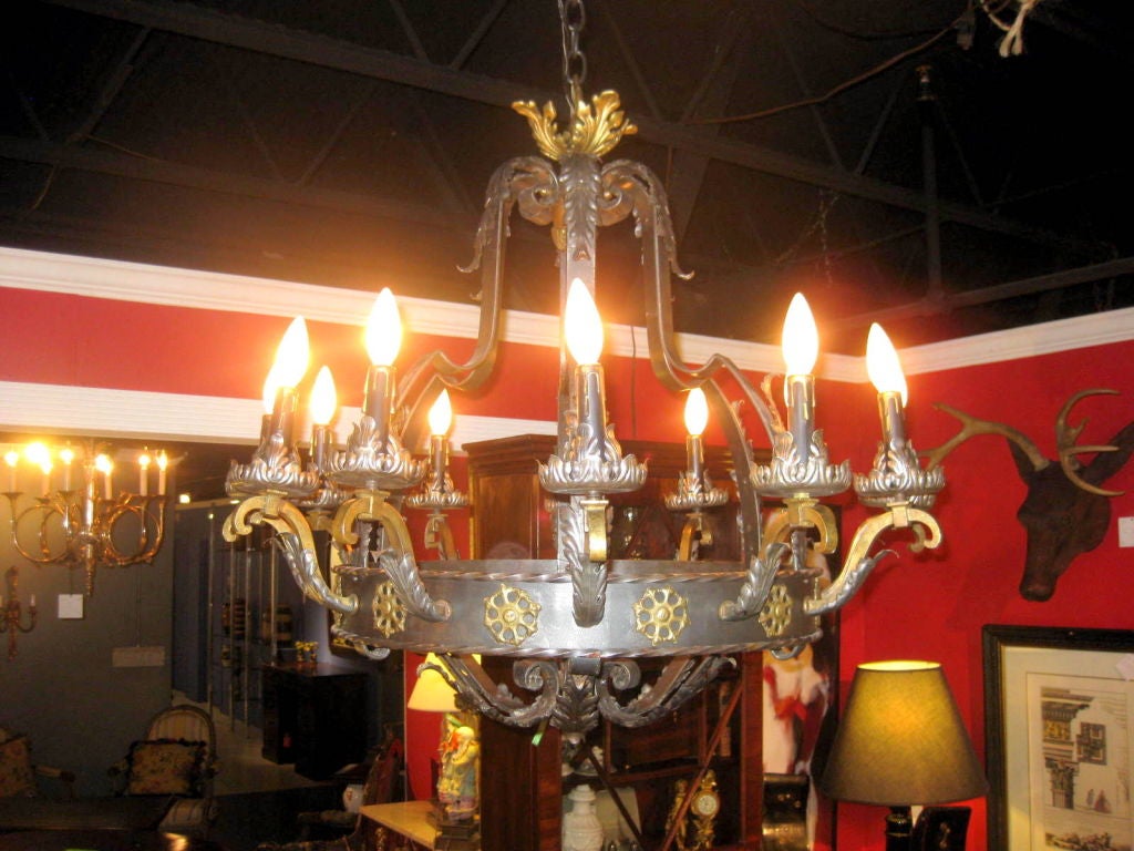 Iron and brass chandelier