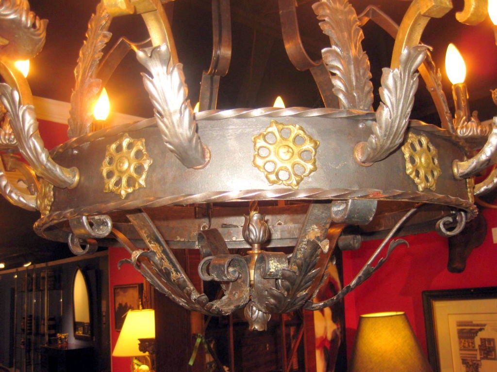 20th Century Iron And Brass Chandelier For Sale