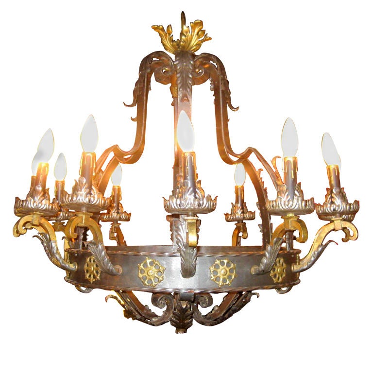 Iron And Brass Chandelier For Sale