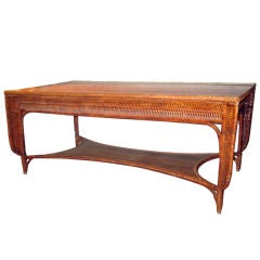 Wicker And Oak Library Table