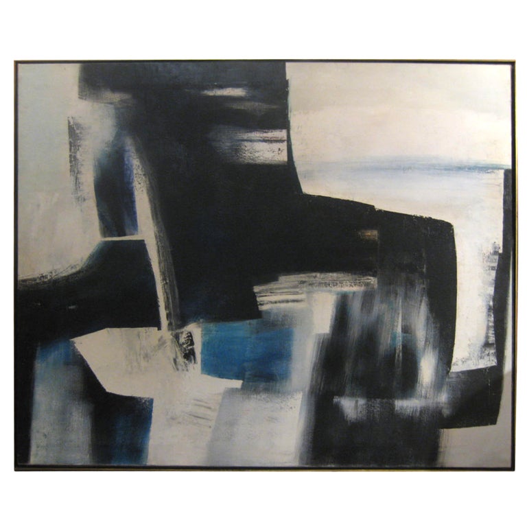 C. 1950's Abstract Oil On Canvas For Sale