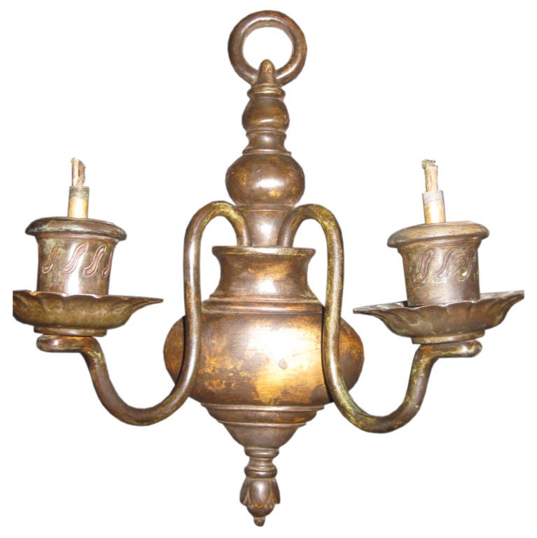 Set Of Eight Caldwell Sconces With Original Brown Patina For Sale
