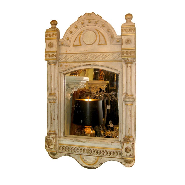 Carved And Painted Italian Mirror For Sale