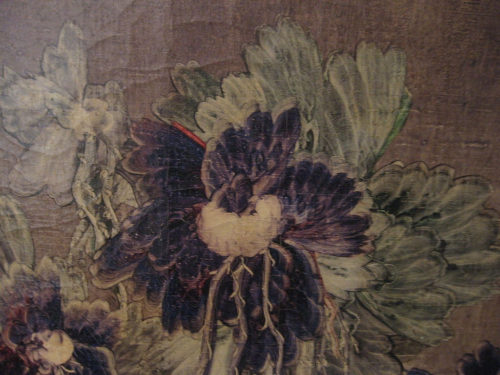 20th Century Antique Painting Of Flowers In A Vase For Sale