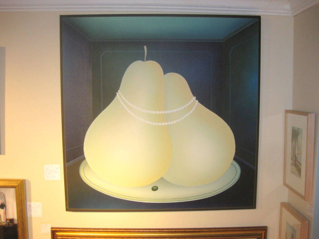 Signed Oil On Canvas "Pearls And Pears"