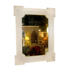 Large Carved Wood Mirror With Greek Key Design Large Carved Wood Mirror With Greek Key Design