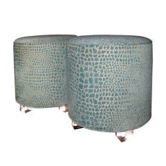 Pair Of Round Poufs