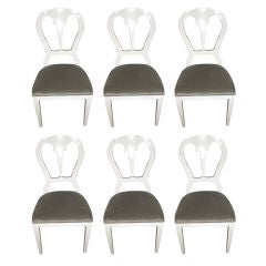 Set Of Six Biedermeier Dining Chairs Lacquered White Set Of Six Biedermeier Dining Chairs Lacquered White