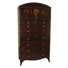 American Inlaid mahogany Chest On Chest With Butlers Desk