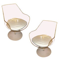 Pair Of Estelle Laverne Lucite Chairs On Steel Bases