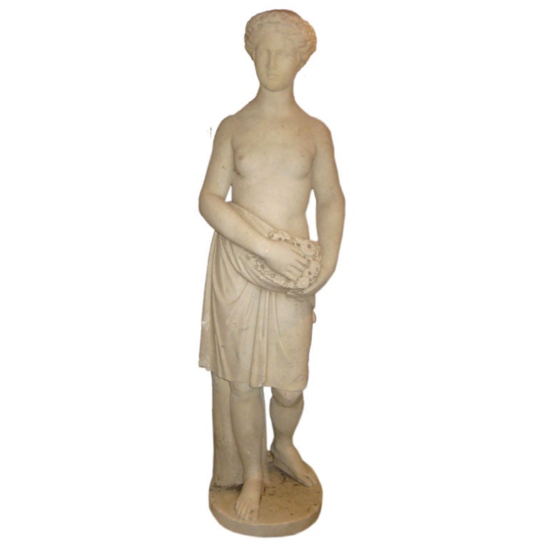 Large Carved Marble Garden Statue For Sale