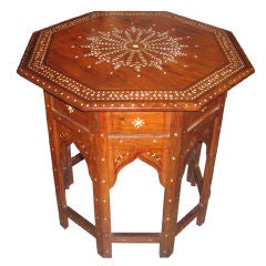 Anglo Indian Sandalwood Octagonal Top Table With Bone Inlay
